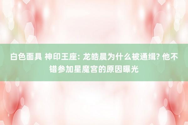 白色面具 神印王座: 龙皓晨为什么被通缉? 他不错参加星魔宫的原因曝光